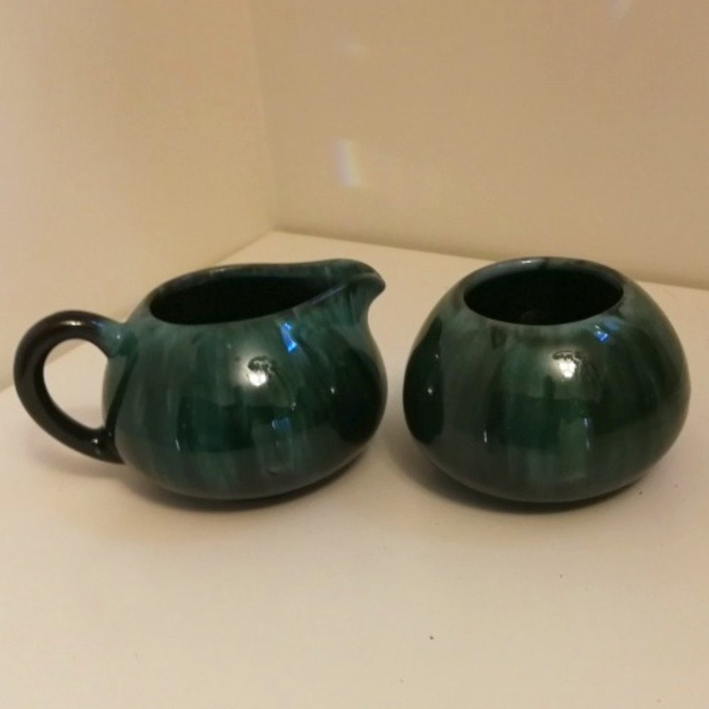 Blue Mountain Pottery, creamer and sugar bowl.